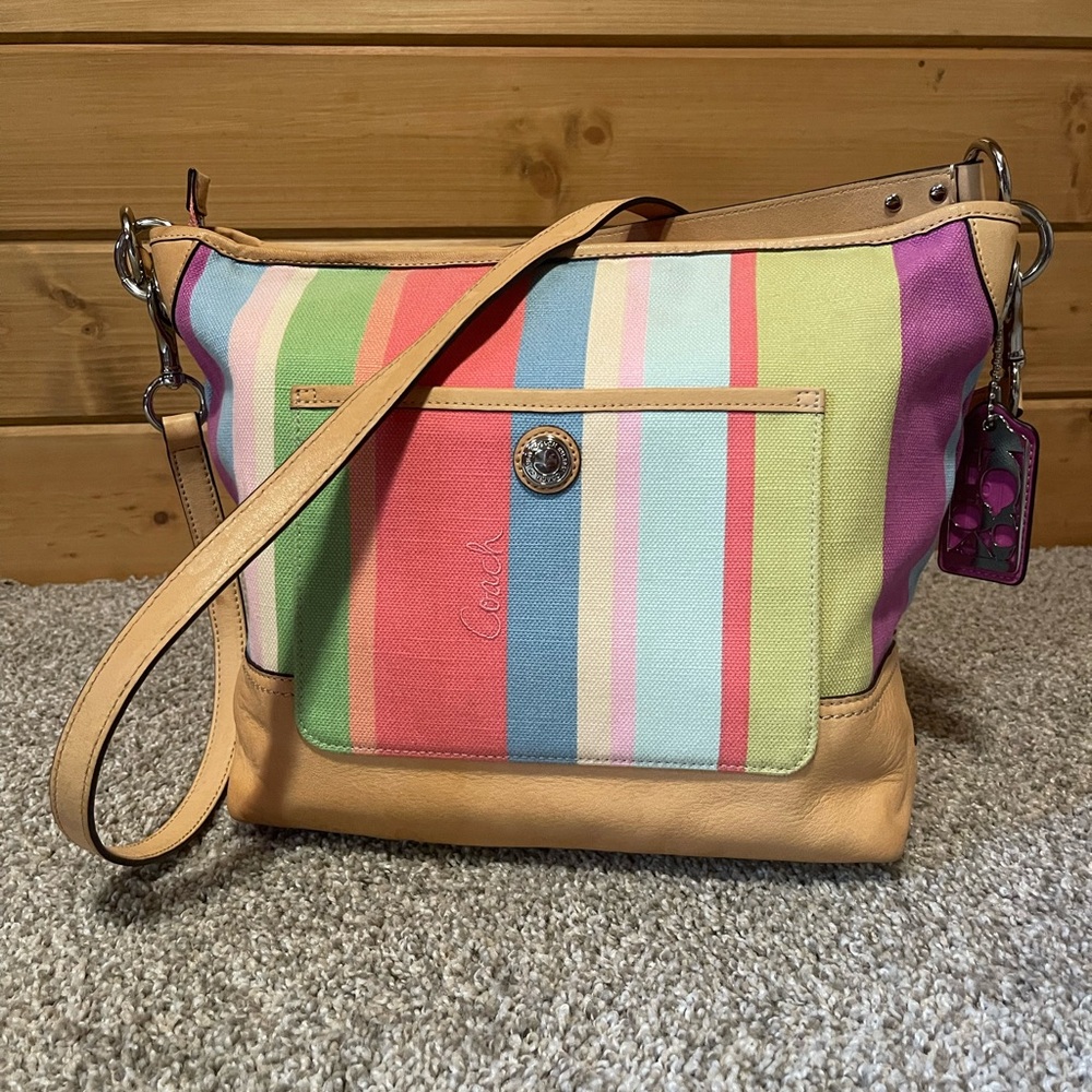 Coach Red and Pink Shoulder Bag with Classic Design